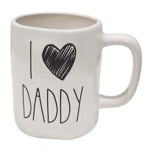 Rae Dunn I LOVE DADDY Embossed Ceramic Coffee Mug‎ 16 Oz Ivory